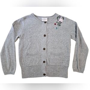 Hanna Andersson Gray Cardigan Floral Ladybug 130/6-7